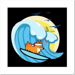 Funny Corgi Surfing- dog Surf Posters and Art